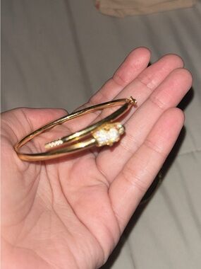 18KT Gold Women's Double-Band Bangle Bracelet